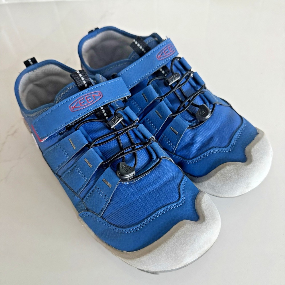 KEEN Knotch Hollow Sneakers Unisex Big Kids Size 5 Blue Bungee Laces Hook & Loop